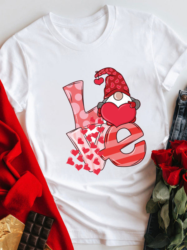 Cristina Mother's Day Valentine's Day Plus Size Couple Love LOVE Romantic Print Short-Sleeved T-Shirt