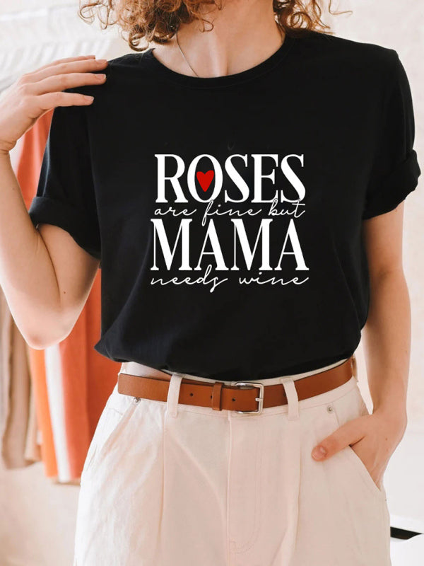 Jeanne Women's Casual Mama Wine Quote Tee