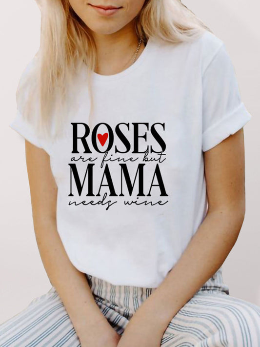 Jeanne Women's Casual Mama Wine Quote Tee