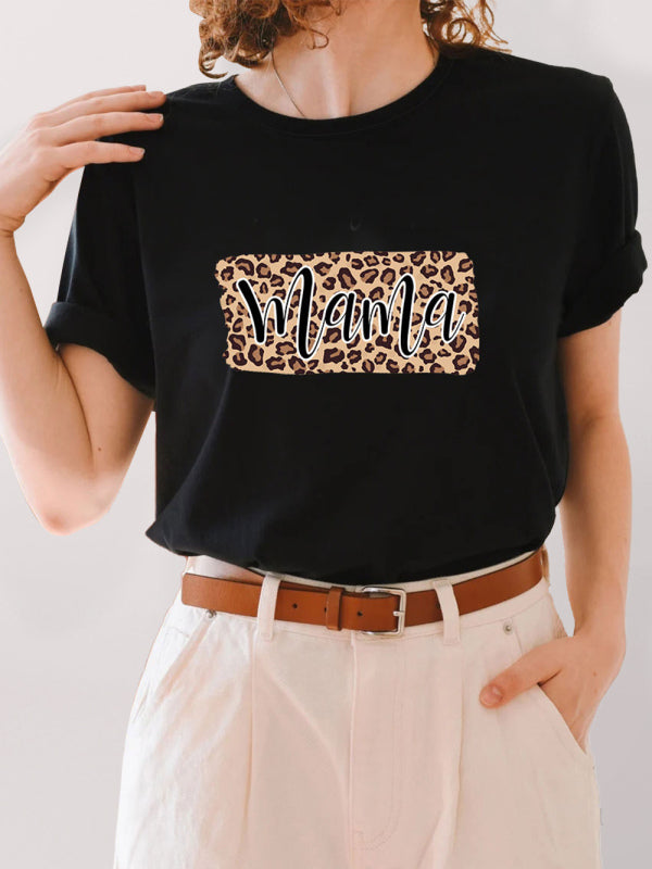 Salome Leopard Print Mama Graphic Tee Shirt