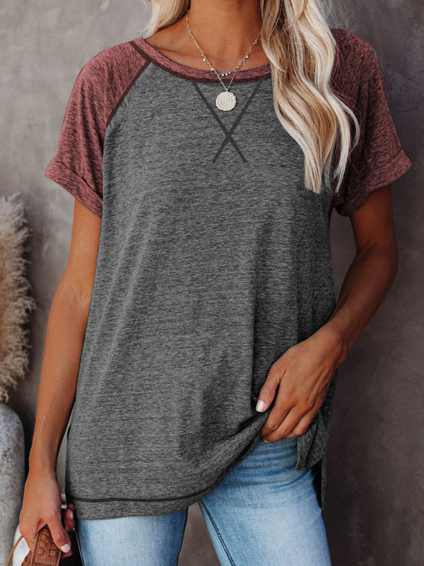 Hayley Ladies Colorblock Casual Round Neck Short Sleeve T-Shirt