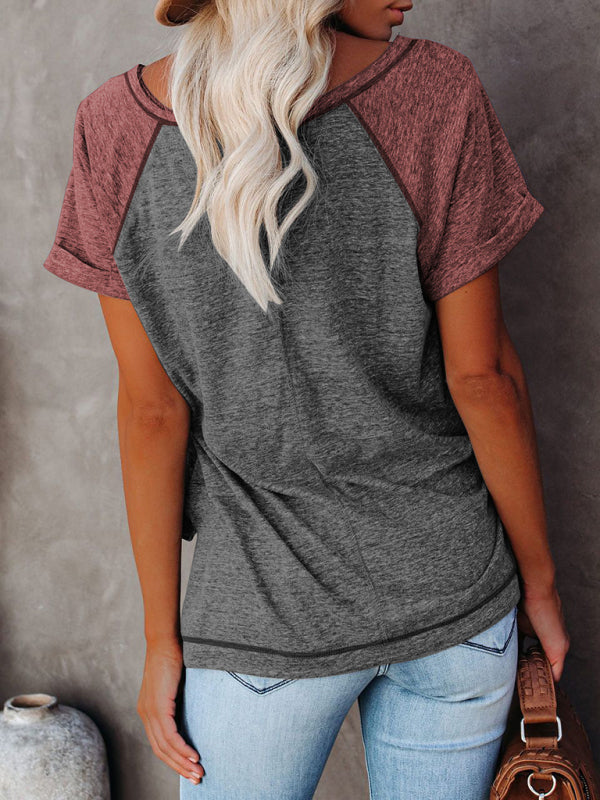 Hayley Ladies Colorblock Casual Round Neck Short Sleeve T-Shirt