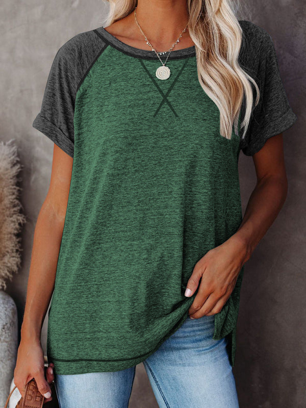 Hayley Ladies Colorblock Casual Round Neck Short Sleeve T-Shirt