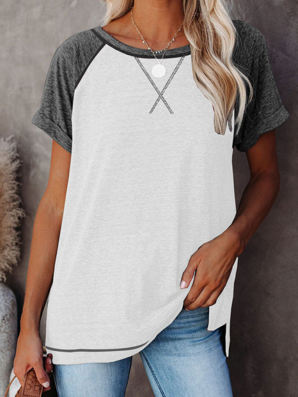 Hayley Ladies Colorblock Casual Round Neck Short Sleeve T-Shirt