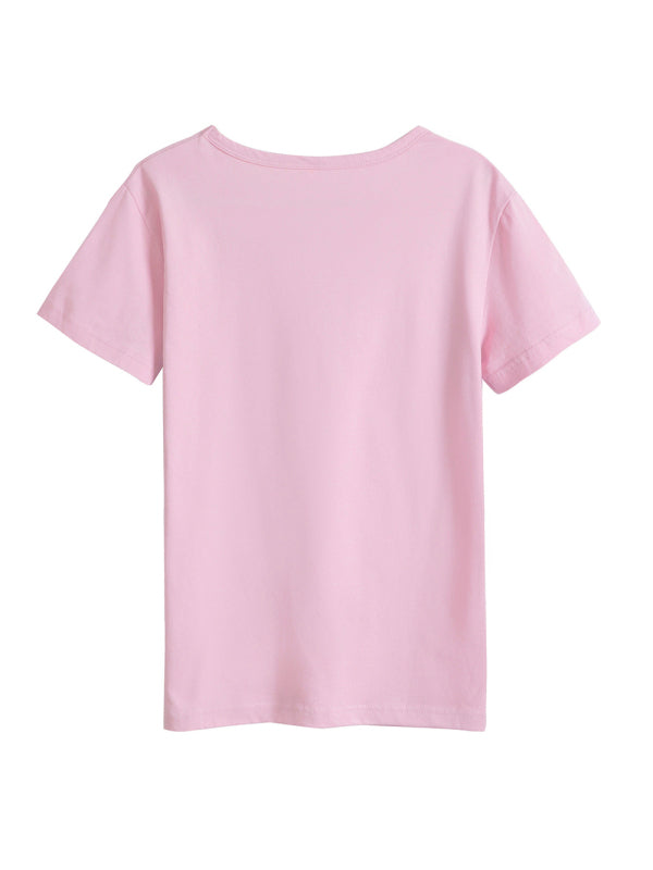 Natalie Women's Spring-Summer Slight Elasticity Knit T-shirt