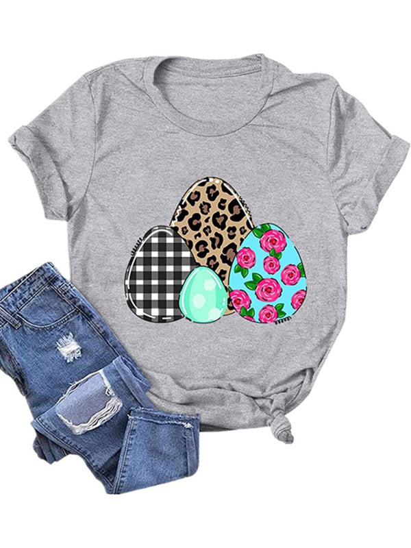 Sarah New Ladies Leopard Bunny Easter Explosion Style Urban Casual Short-Sleeved T-Shirt Top