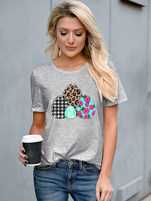 Sarah New Ladies Leopard Bunny Easter Explosion Style Urban Casual Short-Sleeved T-Shirt Top