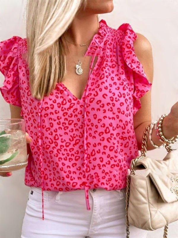 Paulina V Neck Leopard Print Short Sleeve Amazon T-Shirt Tank Top