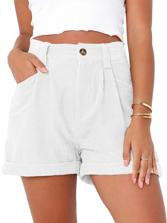 Alaina Casual Woven Polyester Summer High Waist Shorts