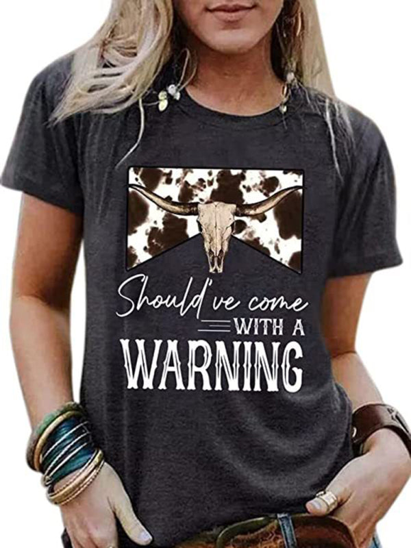 Stephanie Women's Casual Short Sleeve Tops Highland Cow Western Cowboy Vintage Athletic T-Shirt