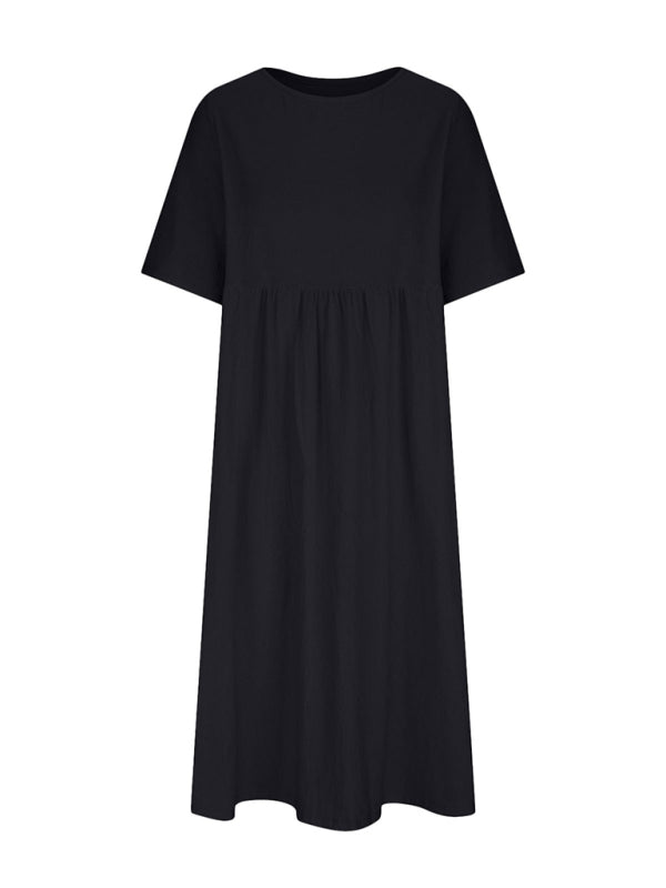 Jane Loose Round Neck Half Sleeve Casual Midi Dress