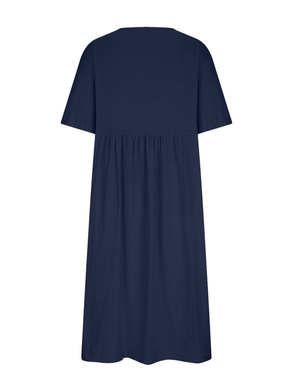 Jane Loose Round Neck Half Sleeve Casual Midi Dress