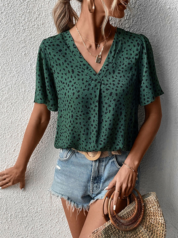 Iliana Summer New Fashion Ladies Tops Leopard Print Shirts