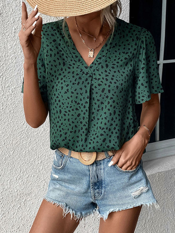 Iliana Summer New Fashion Ladies Tops Leopard Print Shirts