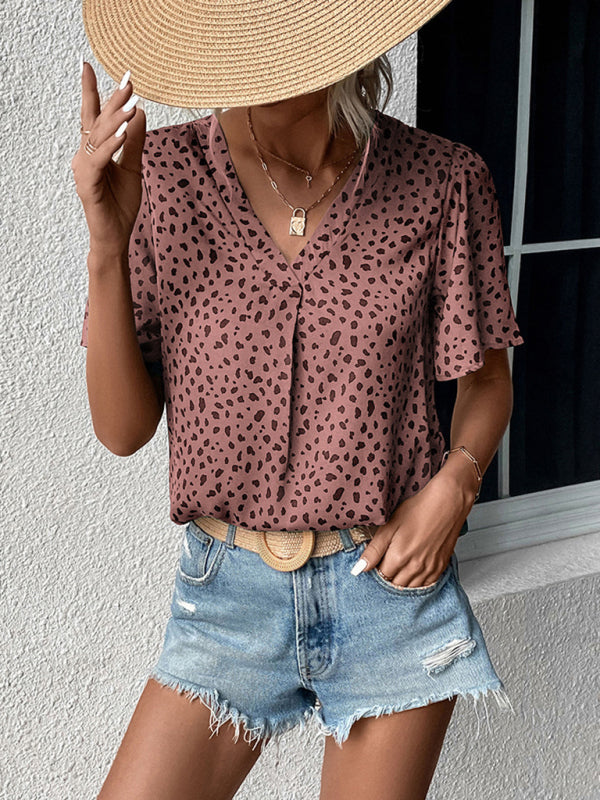 Iliana Summer New Fashion Ladies Tops Leopard Print Shirts