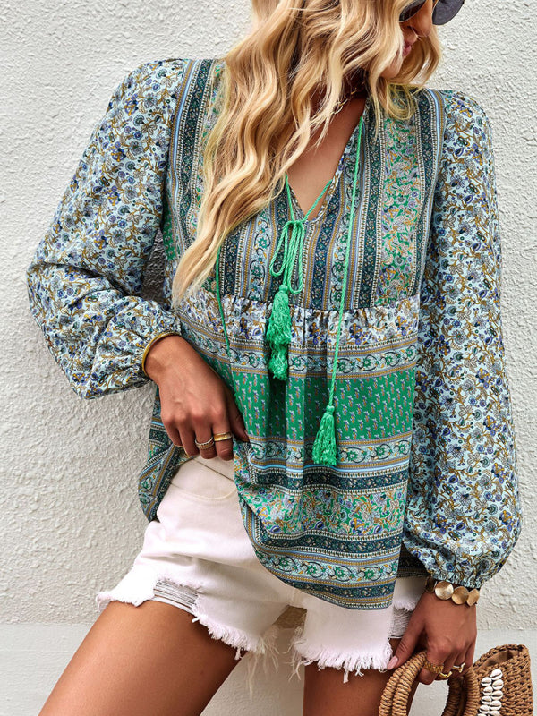 Joceline Bohemian Temperament Top Shirt Spring And Autumn Four Seasons New Shirt