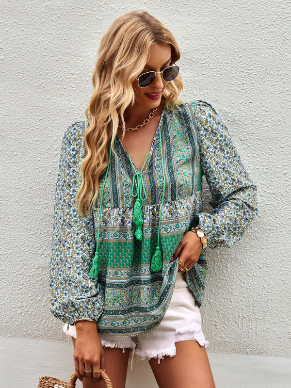 Joceline Bohemian Temperament Top Shirt Spring And Autumn Four Seasons New Shirt