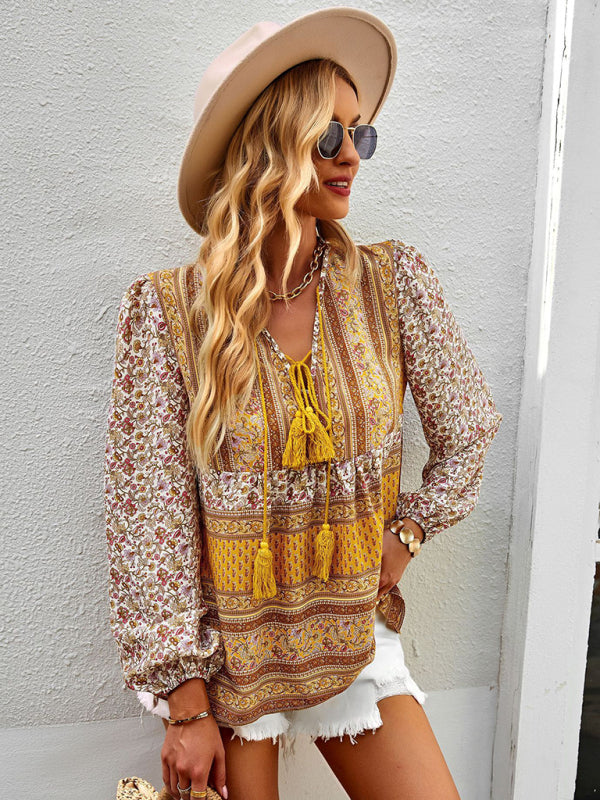 Joceline Bohemian Temperament Top Shirt Spring And Autumn Four Seasons New Shirt