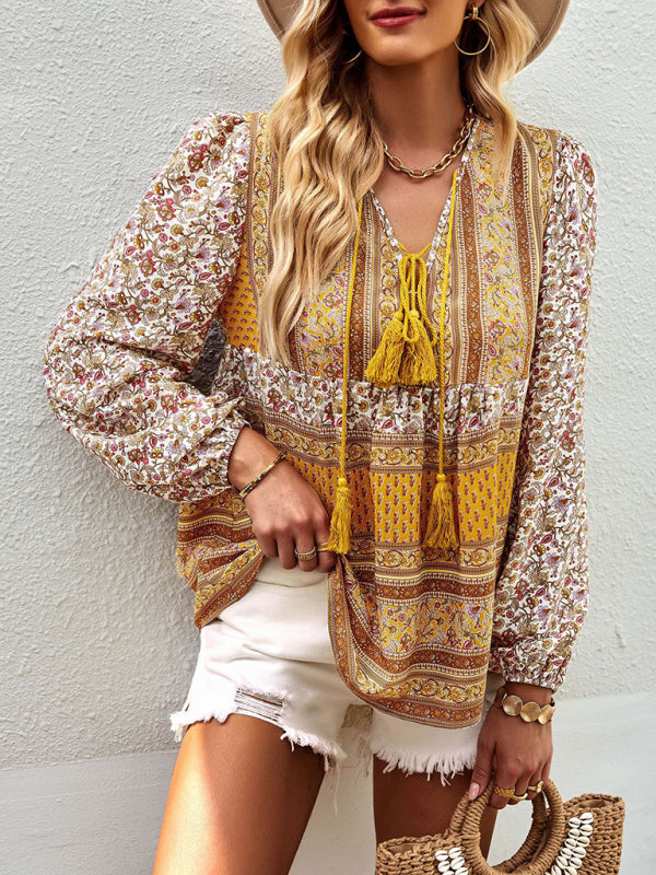 Joceline Bohemian Temperament Top Shirt Spring And Autumn Four Seasons New Shirt