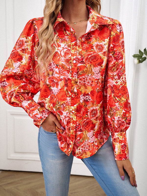 Marisela Ladies Printed Casual Vacation Loose Shirt Top