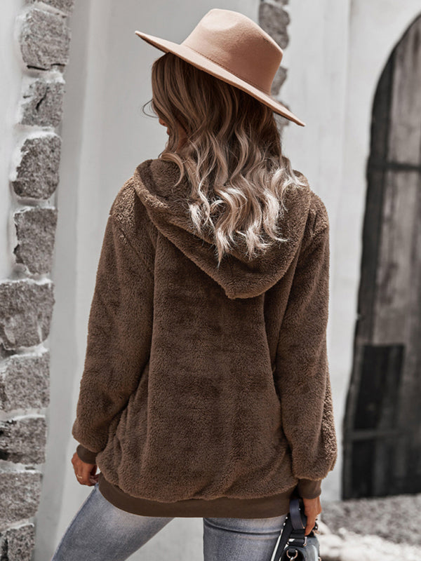 Latisha Fur Coat Warm Loose Solid Color Sweater Leisure Style