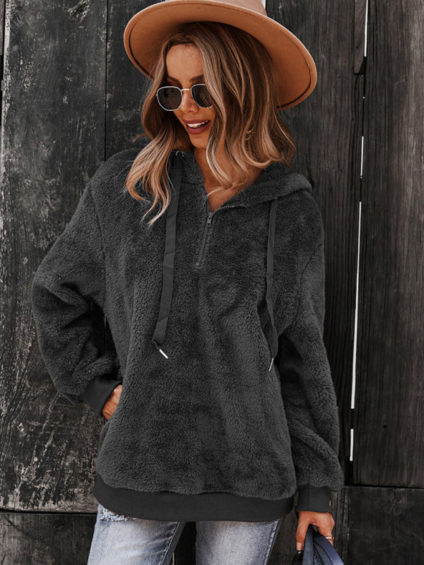 Latisha Fur Coat Warm Loose Solid Color Sweater Leisure Style