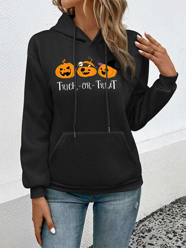 Kimberly Halloween Pumpkin Print Casual Ladies Sweatshirt