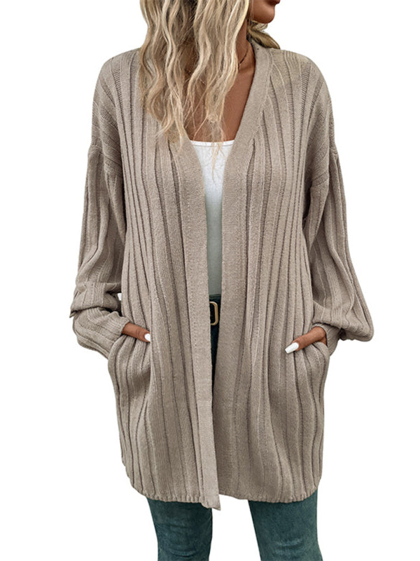 Justine New Women's Long Sleeve Solid Color Cardigan Sweater