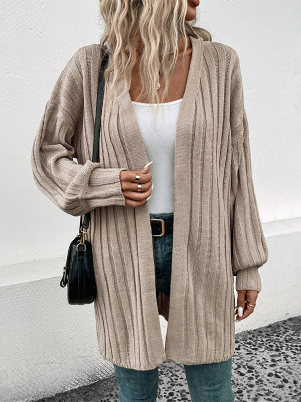 Justine New Women's Long Sleeve Solid Color Cardigan Sweater