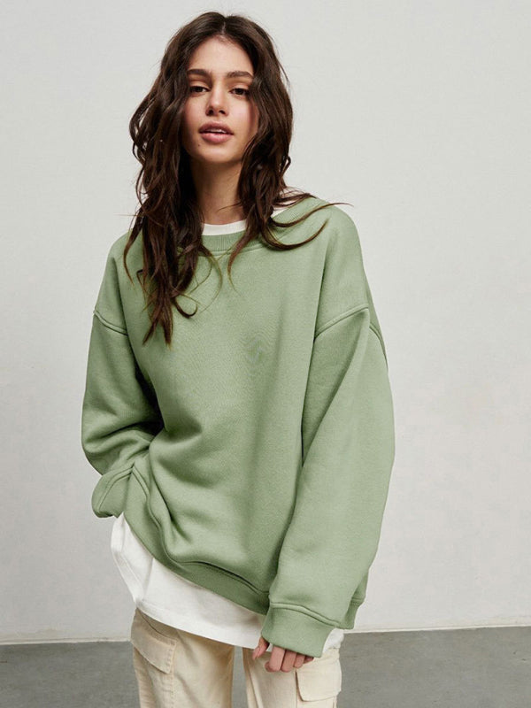 Jolene Feminine Round Neck Polar Fleece Loose Sweatshirt