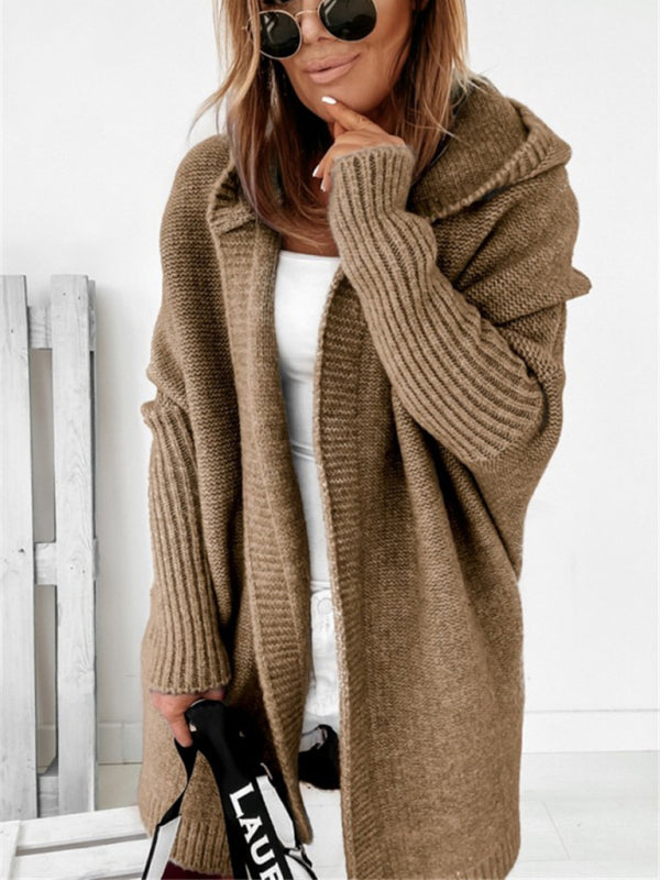 Savanna New Hooded Sweater With Hood Collar, Commuter Bat Shape, Soft And Loose Back Splicing Sweater