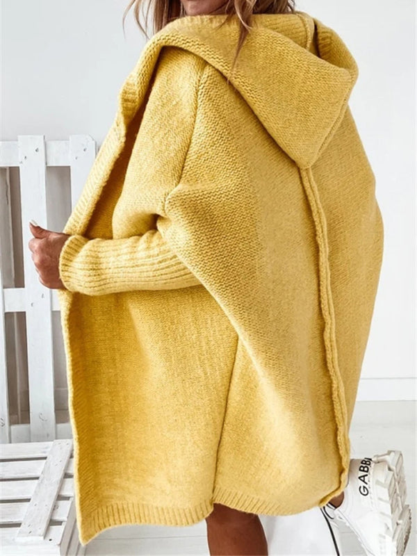 Savanna New Hooded Sweater With Hood Collar, Commuter Bat Shape, Soft And Loose Back Splicing Sweater