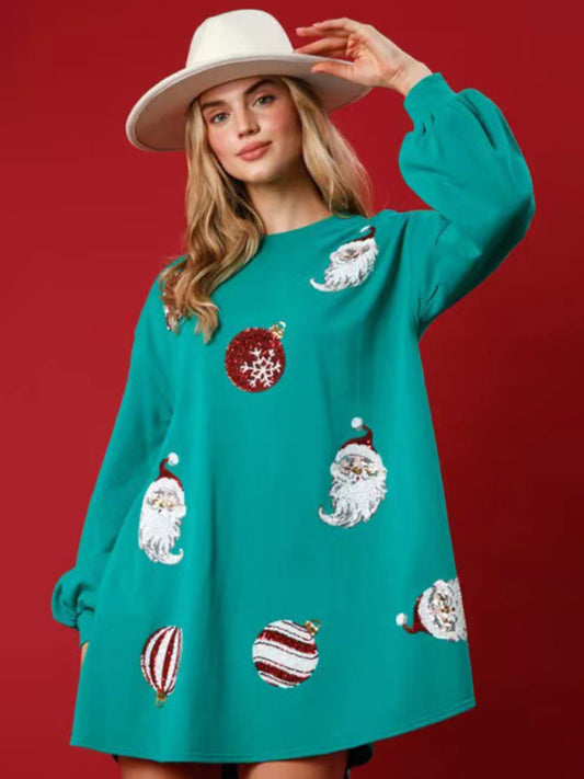 Tierra New Christmas New Style Christmas Ball Sequin Long-Sleeved Sweatshirt