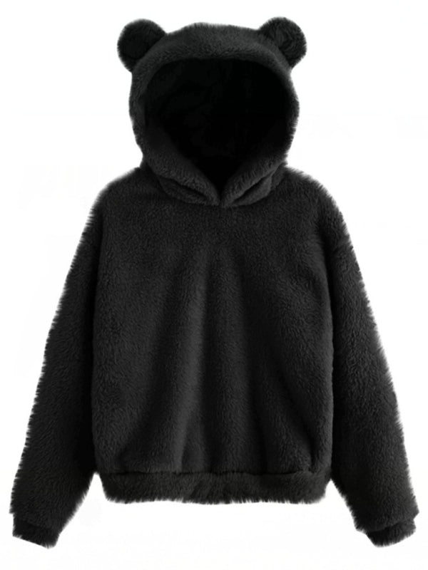 Patrice Fur Bunny Ear Hooded Warm Sweatshirt