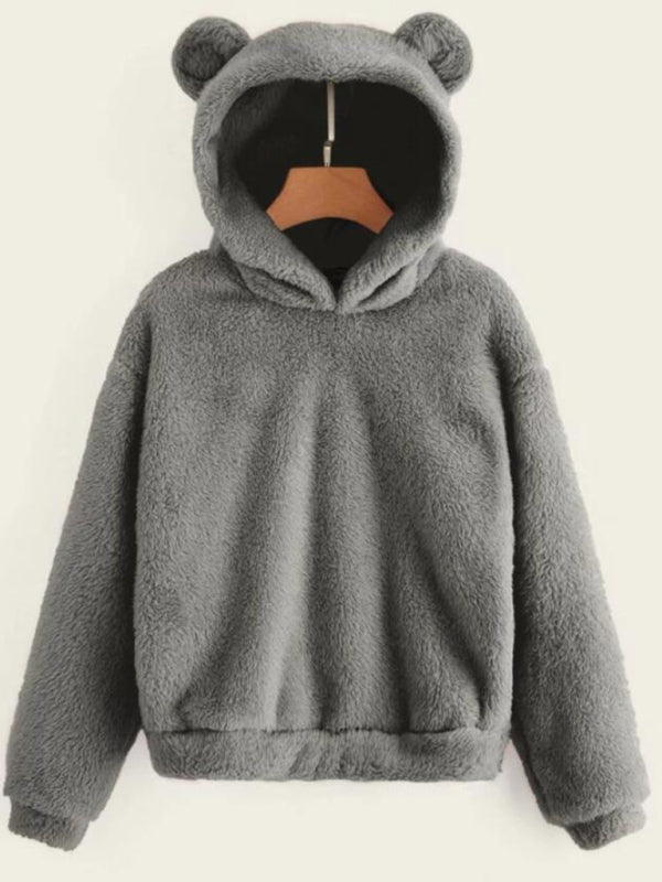 Patrice Fur Bunny Ear Hooded Warm Sweatshirt