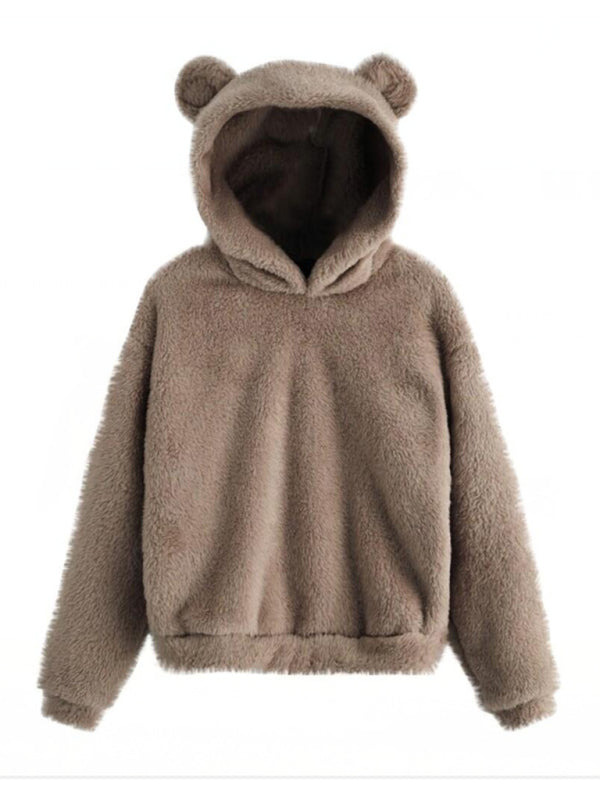 Patrice Fur Bunny Ear Hooded Warm Sweatshirt