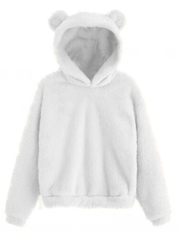 Patrice Fur Bunny Ear Hooded Warm Sweatshirt