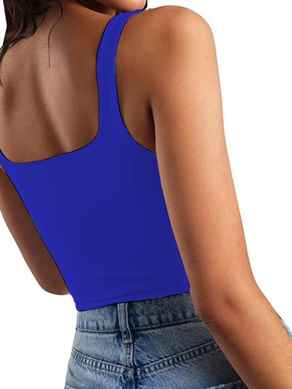 Marisol Women's Solid Color Sexy Trendy Midriff-Baring Short Vest