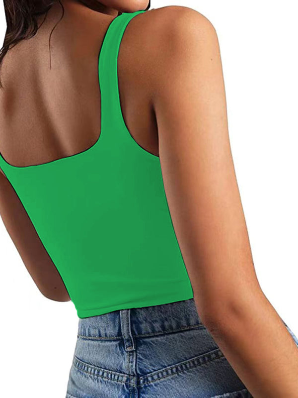 Marisol Women's Solid Color Sexy Trendy Midriff-Baring Short Vest