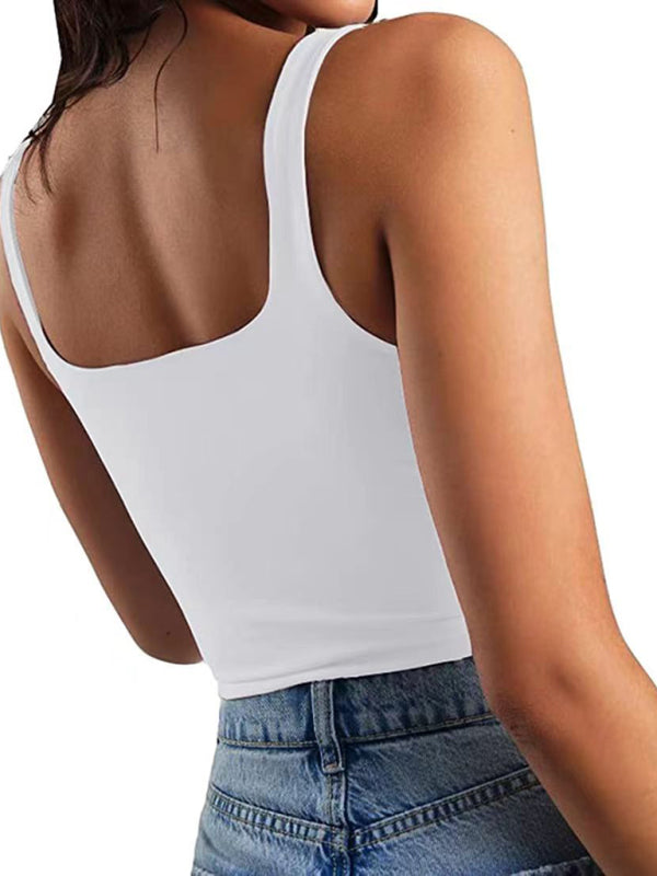 Marisol Women's Solid Color Sexy Trendy Midriff-Baring Short Vest