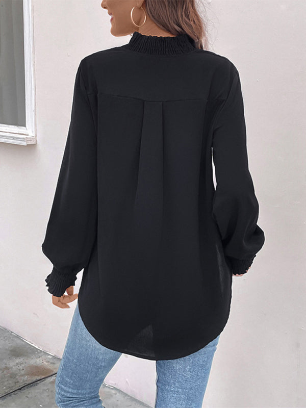 Corinna V-Neck Elegant Loose Fit Women's Shirt