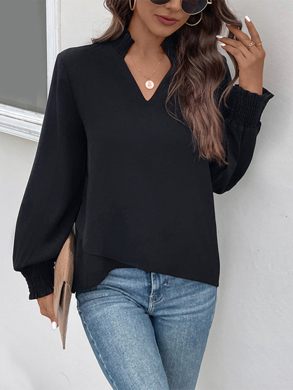 Corinna V-Neck Elegant Loose Fit Women's Shirt