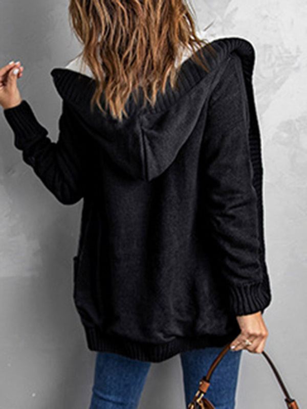 Latasha Mid-Length Cardigan Hooded Sweater Jacket