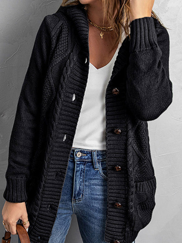 Latasha Mid-Length Cardigan Hooded Sweater Jacket