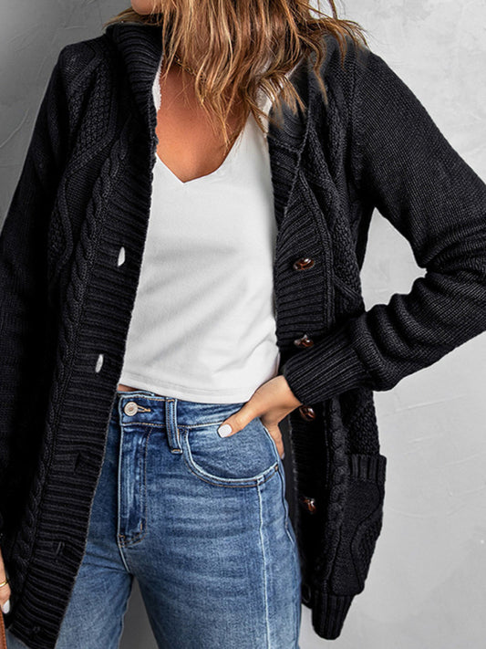 Latasha Mid-Length Cardigan Hooded Sweater Jacket