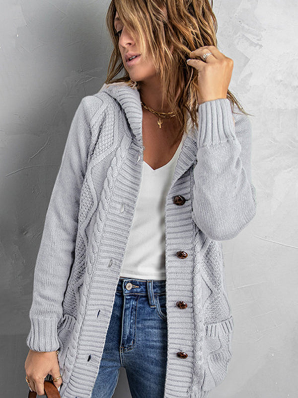 Latasha Mid-Length Cardigan Hooded Sweater Jacket