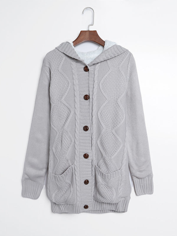 Latasha Mid-Length Cardigan Hooded Sweater Jacket