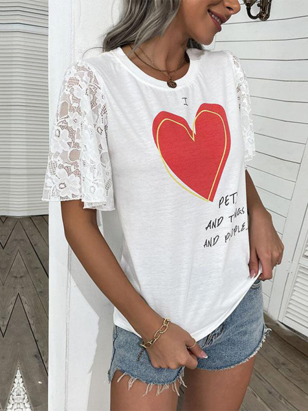 Breanna New Fashion Women's Valentine's Day Clothing Printed Short Sleeve T-Shirt