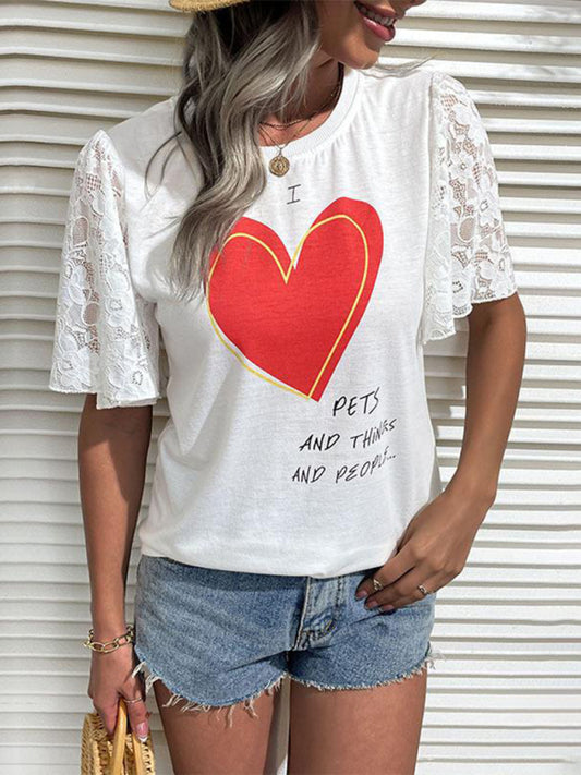 Breanna New Fashion Women's Valentine's Day Clothing Printed Short Sleeve T-Shirt