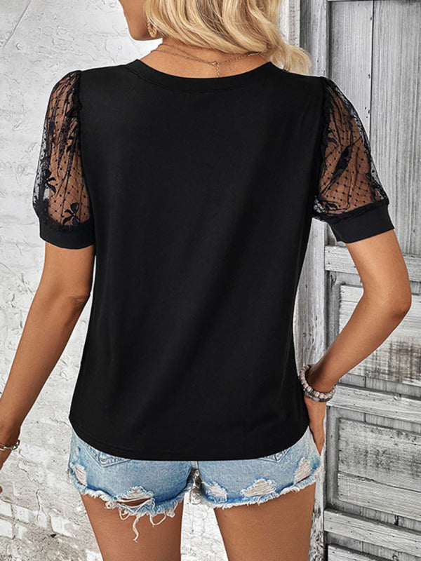 Ana Women's V Leader Lace Patchwork T-Shirt